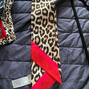 Skinny animal Print Scarf with Red Border